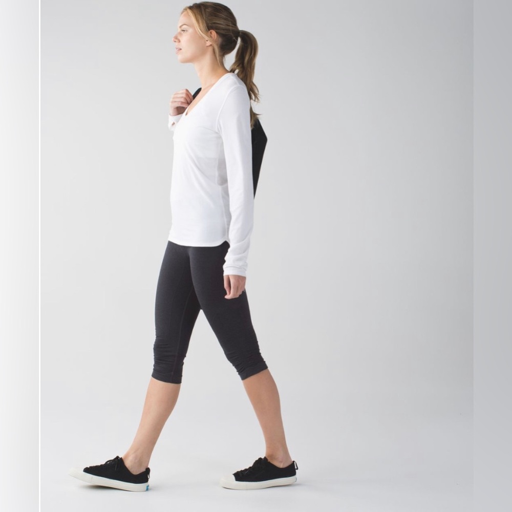 Lululemon In The Flow Crop‎ II Leggings Heathered Deep Coal Size 6 Yoga Cropped